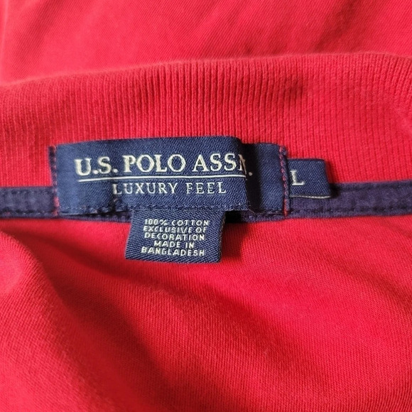 U.S. POLO ASSN. Men's Luxury Feel Red Button Collared Short Sleeve Tee Sz L - Picture 5 of 9
